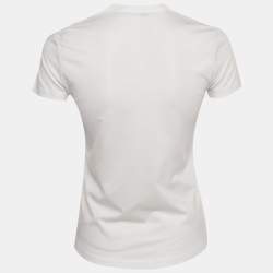 Pre Owned Prada  White Cotton Knit Round Neck T-Shirt XS 