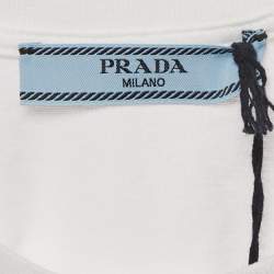 Pre Owned Prada  White Cotton Knit Round Neck T-Shirt XS 