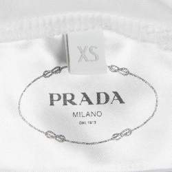 Pre Owned Prada White Cotton Knit T-Shirt XS