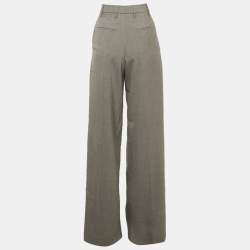 Pre Owned Prada Grey Wool Pleated Formal Trousers XS