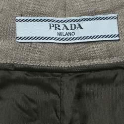 Pre Owned Prada Grey Wool Pleated Formal Trousers XS