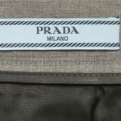 Pre Owned تنورة برادا صوف رمادي ذات طيات ميدي مقاس صغير جدًا (إكس - سمول)