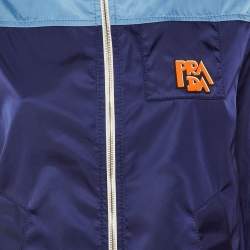 مملوكة مسبقًا Prada Blue Gabardine Zip Up Hooded Track Jacket XS