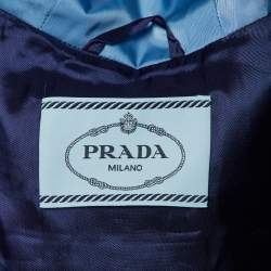 مملوكة مسبقًا Prada Blue Gabardine Zip Up Hooded Track Jacket XS