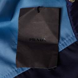 مملوكة مسبقًا Prada Blue Gabardine Zip Up Hooded Track Jacket XS