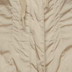 مملوكة مسبقًا Prada Beige Nylon Zip Up Smocking Detail Raincoat M