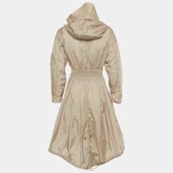 مملوكة مسبقًا Prada Beige Nylon Zip Up Smocking Detail Raincoat M