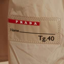 مملوكة مسبقًا Prada Beige Nylon Zip Up Smocking Detail Raincoat M