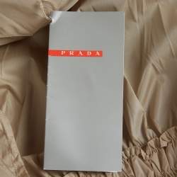 مملوكة مسبقًا Prada Beige Nylon Zip Up Smocking Detail Raincoat M