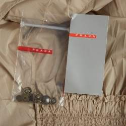 مملوكة مسبقًا Prada Beige Nylon Zip Up Smocking Detail Raincoat M