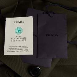 Pre Owned Prada Military Green Wool Gabardine Cropped Jacket XXS