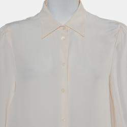 Prada Cream Silk Button Front Shirt M