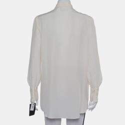 Prada Cream Silk Button Front Shirt M