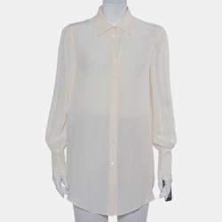Prada Cream Silk Button Front Shirt M