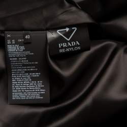 Prada Black Synthetic Logo Embossed Patch Pocket Detail Oversized Slip Dress S