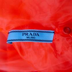 Pre Owned Prada Orange Silk Tulle Neck Tie Detailed Sleeveless Organza Blouse S