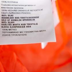 Pre Owned Prada Orange Silk Tulle Neck Tie Detailed Sleeveless Organza Blouse S