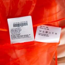 Pre Owned Prada Orange Silk Tulle Neck Tie Detailed Sleeveless Organza Blouse S