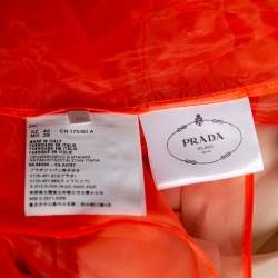 Pre Owned Prada Orange Silk Tulle Neck Tie Detailed Sleeveless Organza Blouse S
