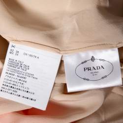 Pre Owned Prada Orange Silk Tulle Neck Tie Detailed Sleeveless Organza Blouse S