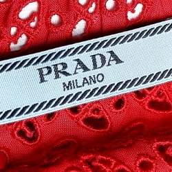 Pre Owned Prada Red Cutwork Lace Strapless Bustier S