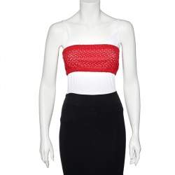 Prada Red Cutwork Lace Strapless Bustier S
