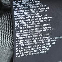 Pre Owned Prada Grey Wool & Silk Fur Trim Pleated Midi Skirt S