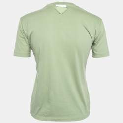 Prada Green Cotton Embroidered Embellished Short Sleeve T-Shirt M