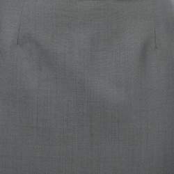 Pre Owned Prada Grey Mohair Wool Double-Slit Pencil Skirt S