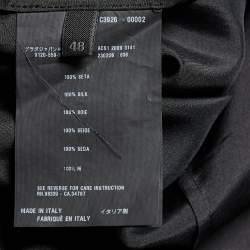 Prada Black Silk Satin Collared Shift Dress L