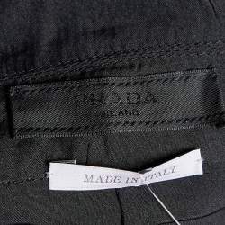 Prada Black Silk Satin Collared Shift Dress L