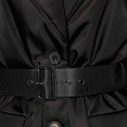 Prada Black Re-Nylon Gabardine Belted Puffer Jacket S