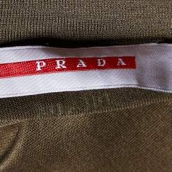 Prada Brown Cotton Knit V-Neck t-Shirt L