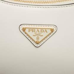 Pre Owned Prada White Leather Arqué Shoulder Bag