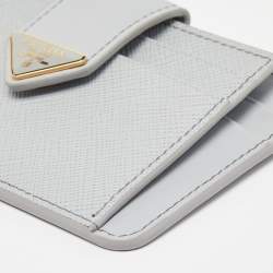 مملوكة مسبقًا Prada Grey Saffiano Leather Zip Card Holder