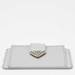 مملوكة مسبقًا Prada Grey Saffiano Leather Zip Card Holder
