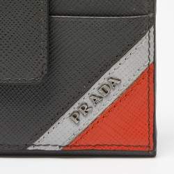 Prada Multicolor Saffiano Leather Bifold Card Holder