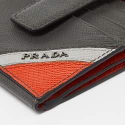 Prada Multicolor Saffiano Leather Bifold Card Holder