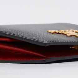 مملوكة مسبقًا Prada Black/Red Vitello Move Leather Logo Bifold Compact Wallet