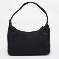 Pre Owned Prada Black Nylon Re-Edition 2000 Baguette Bag