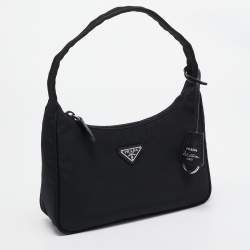 Pre Owned Prada Black Nylon Re-Edition 2000 Baguette Bag
