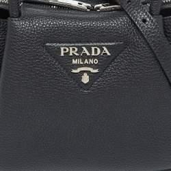 Prada Black Vitello Daino Soft Leather Mini Top Zip Bag