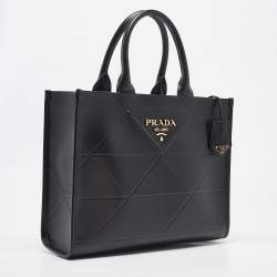 Prada Black Soft Calf Leather Medium Symbole Tote