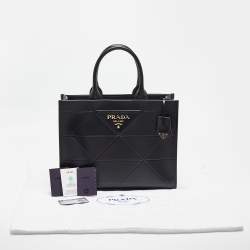 Prada Black Soft Calf Leather Medium Symbole Tote