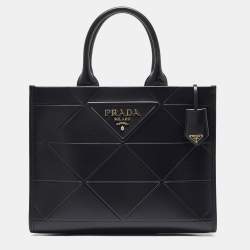 Prada Black Soft Calf Leather Medium Symbole Tote