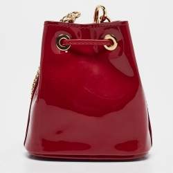 Prada Cherry Red Patent Leather Mini Chain Pouch