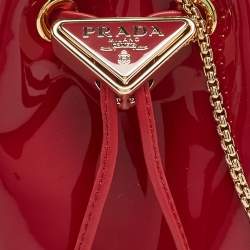 Prada Cherry Red Patent Leather Mini Chain Pouch