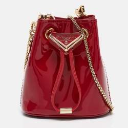 Prada Cherry Red Patent Leather Mini Chain Pouch