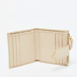 Prada Beige Saffiano Leather Compact Wallet