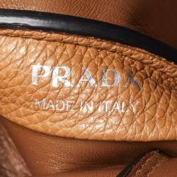 Prada Brown Leather Logo Embellished Mini Bag